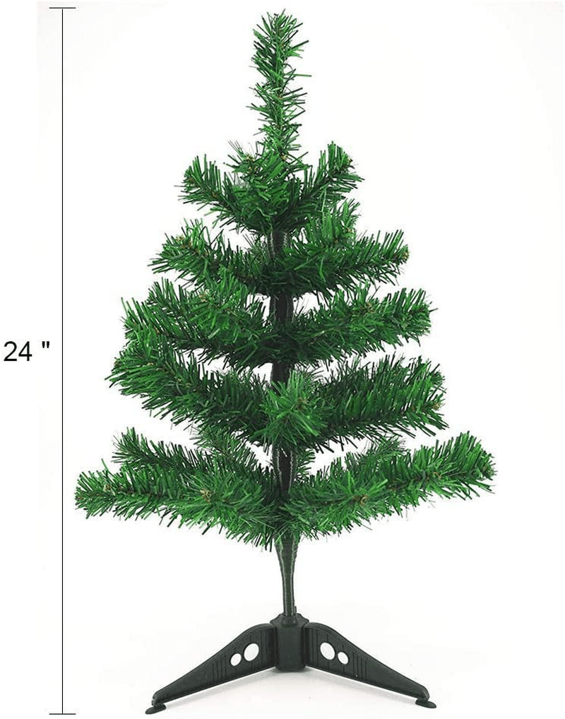24"/60cm Tabletop Xmas Tree, Artificial Mini Christmas Pine Tree with LED String Lights & Ornaments (Xmas Tree)