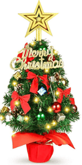 24"/60cm Tabletop Xmas Tree, Artificial Mini Christmas Pine Tree with LED String Lights & Ornaments (Xmas Tree) Home & Garden > Decor > Seasonal & Holiday Decorations > Christmas Tree Stands Dream Loom Colorful  