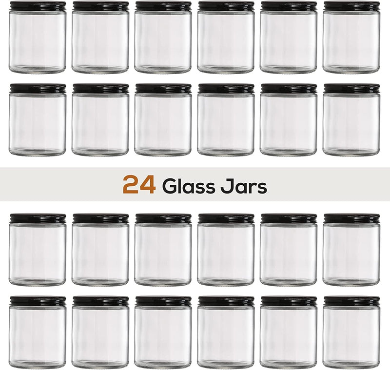 24 Pack, 8 OZ Thick Glass Jars with Metal Lids, Clear round Candle Making Jars - Empty Food Storage Containers, Mason Canning Jar for Spice, Powder, Liquid, Sample, Lotion, Honey, Cosmetic - Dishwasher Safe Home & Garden > Decor > Decorative Jars AOZITA   