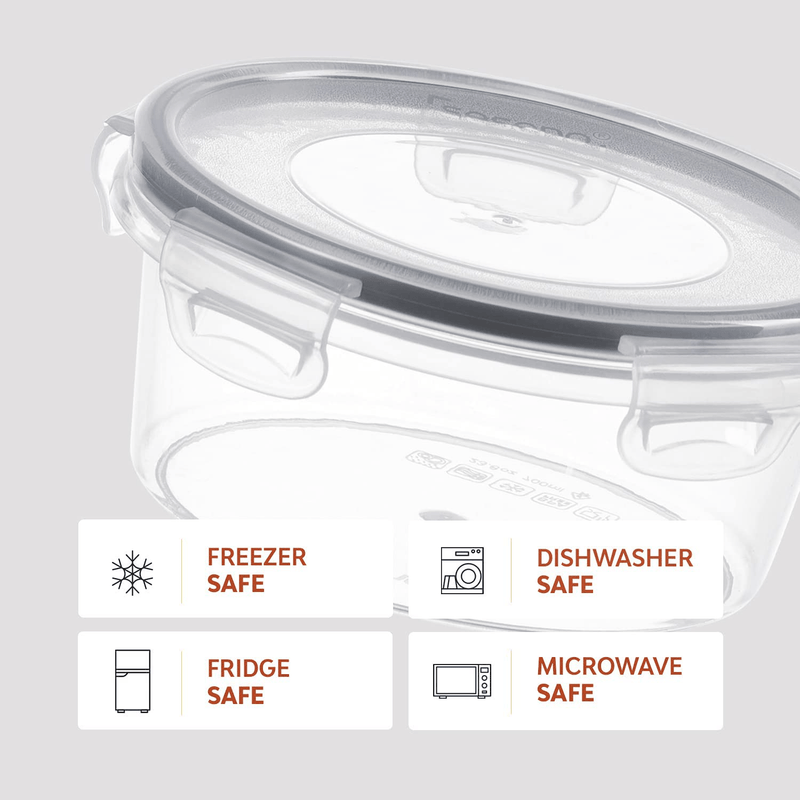 24 Pack Airtight Food Storage Container Set - BPA Free Clear Plastic Kitchen and Pantry Organization Meal Prep Lunch Container with Durable Leak Proof Lids - Labels, Marker & Spoon Set