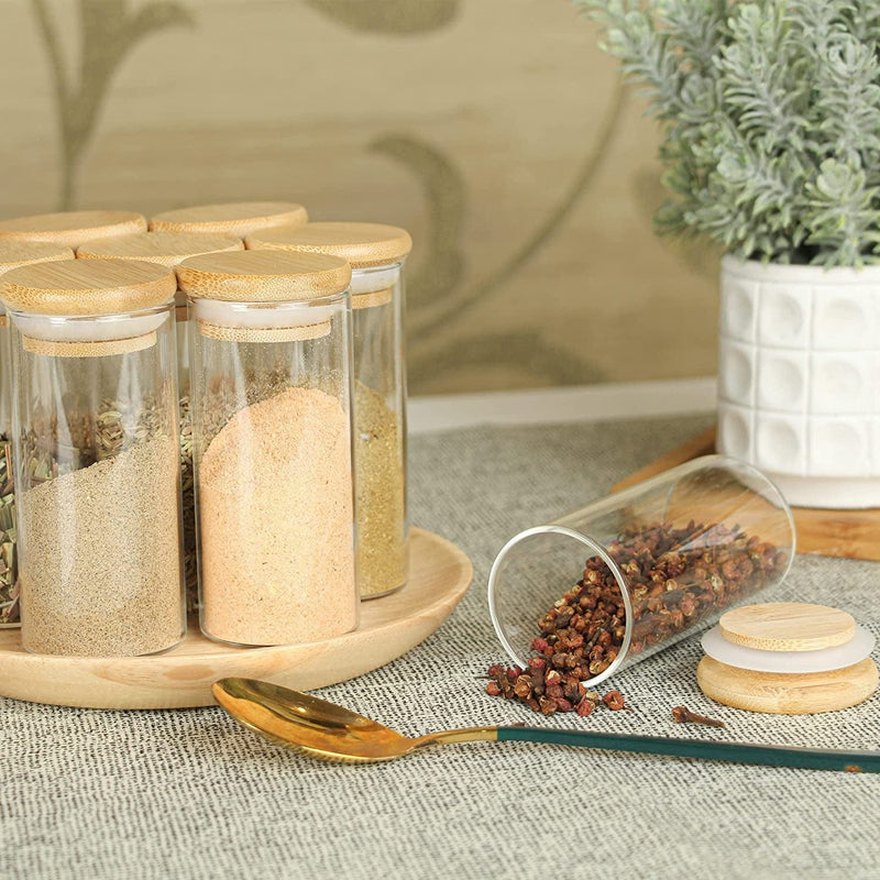[24 Pack] Glass Spice Jars with Bamboo Airtight Lids, 4 Oz Jars with 216 Exclusive Minimalist Spice Labels Stickers, Seasoning Storage Jars for Spice Rack, Cabinet, Drawer Home & Garden > Decor > Decorative Jars ZRRHOO   