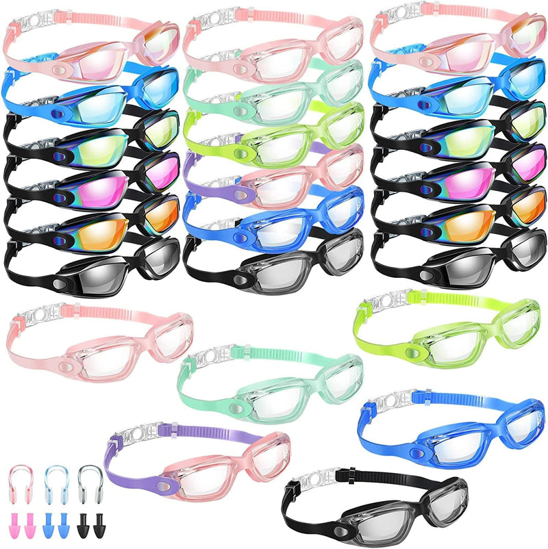 24 Pack Swim Goggles, anti Fog Swimming Equipment with Protection Polarized Women Men Swimming Goggles No Leaking Full Protection Sport Swimming Goggles with Wide View for Adult Youth Sporting Goods > Outdoor Recreation > Boating & Water Sports > Swimming > Swim Goggles & Masks Konohan   