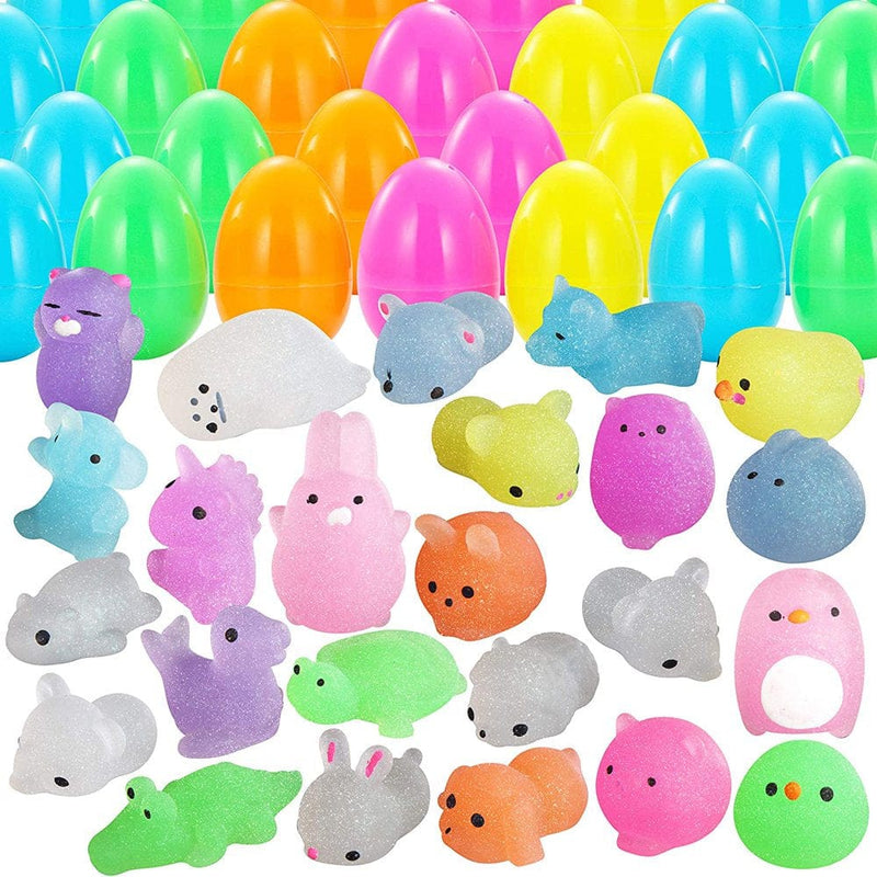 24 Pcs Mochi Squishy Prefilled Easter Eggs, Glitter Mochi Squishy Toys for Kids Easter Basket Stuffers Fillers, Easter Egg Party Favors, Easter Eggs Hunt Event Classroom Prize Supplies Arts & Entertainment > Party & Celebration > Party Supplies Kufutee   