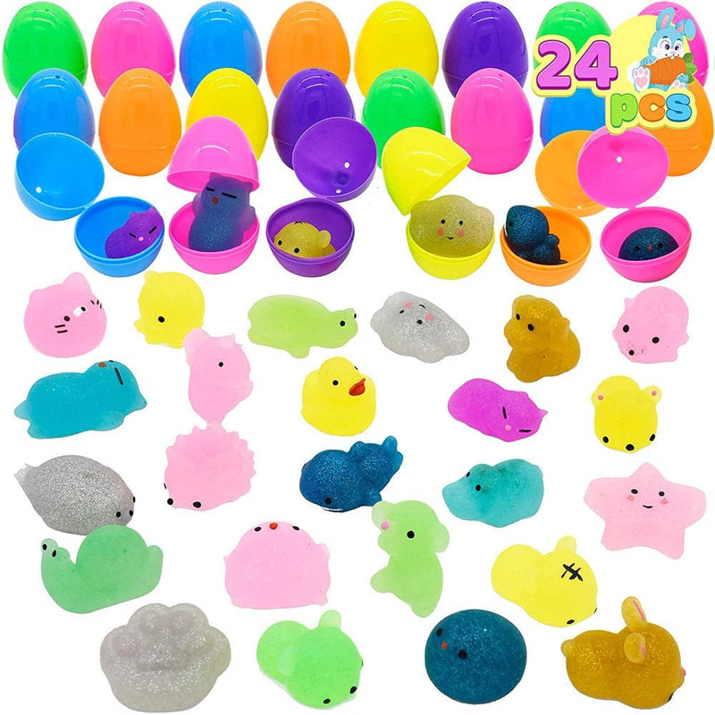 24 Pcs Mochi Squishy Prefilled Easter Eggs, Glitter Mochi Squishy Toys for Kids Easter Basket Stuffers Fillers, Easter Egg Party Favors, Easter Eggs Hunt Event Classroom Prize Supplies Arts & Entertainment > Party & Celebration > Party Supplies Kufutee 24 Pcs Mochi Squishies  
