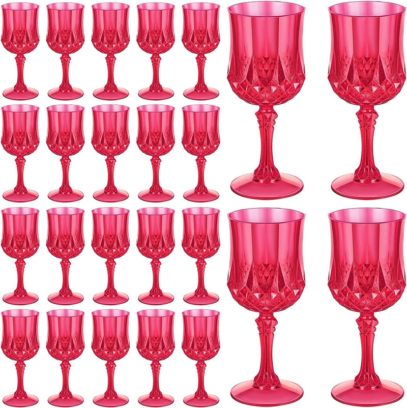 24 Pcs Pink Wine Glasses Plastic Reusable Pink Glassware Safe Drinkware Patterned Wedding Beach Drinking Glasses Shatterproof Unbreakable Goblet for Indoor Outdoor Use Home & Garden > Kitchen & Dining > Tableware > Drinkware Tessco   