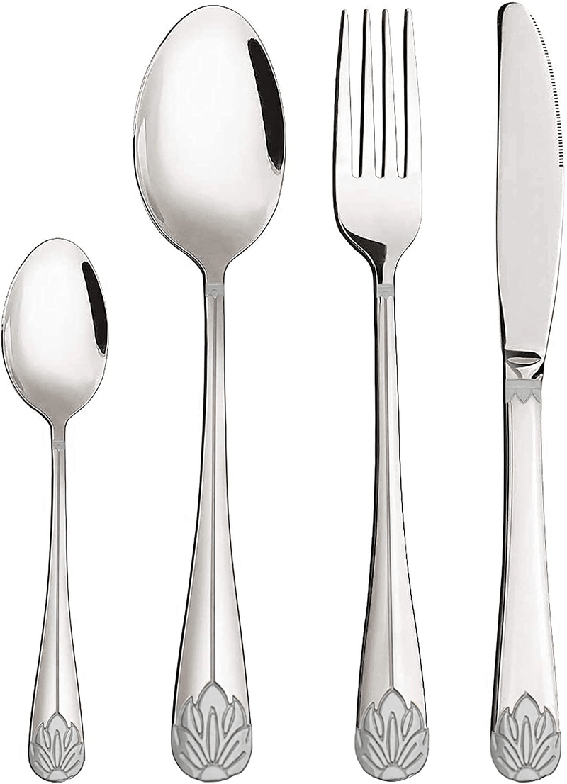 24-Piece Silverware Flatware Cutlery Set, Stainless Steel Utensils Service for 6, Knife/Fork/Spoon, Mirror Polished Home & Garden > Kitchen & Dining > Tableware > Flatware > Flatware Sets TrendyWorld Default Title  