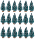 24 Pieces Artificial Mini Christmas Sisal Snow Frost Trees with Wood Base Bottle Brush Trees Plastic Winter Snow Ornaments Tabletop Trees for Christmas Party Home Decoration (Green) Home & Garden > Decor > Seasonal & Holiday Decorations > Christmas Tree Stands SUNREEK Blue-green  