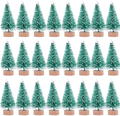 24 Pieces Artificial Mini Christmas Sisal Snow Frost Trees with Wood Base Bottle Brush Trees Plastic Winter Snow Ornaments Tabletop Trees for Christmas Party Home Decoration (Green) Home & Garden > Decor > Seasonal & Holiday Decorations > Christmas Tree Stands SUNREEK Green  