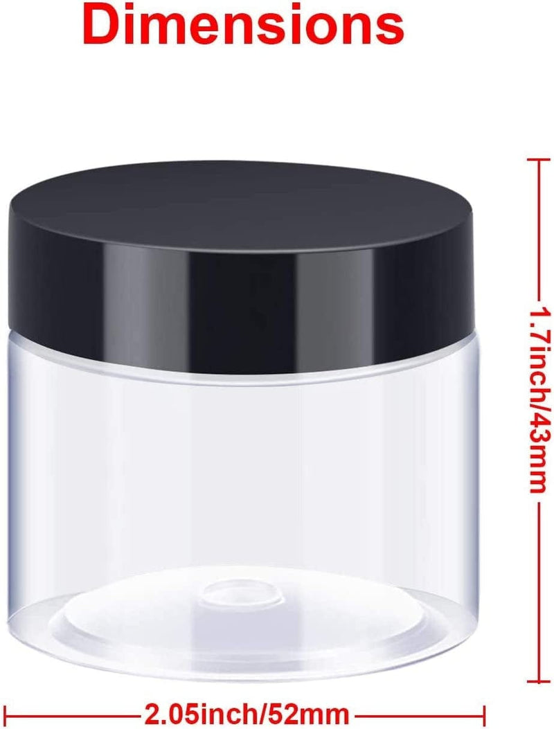 24 Pieces Empty Clear Plastic Jars with Lids round Storage Containers Wide-Mouth for Beauty Product Cosmetic Cream Lotion Liquid Slime Butter Craft and Food (Black Lid, 2 Oz) Home & Garden > Decor > Decorative Jars SATINIOR   