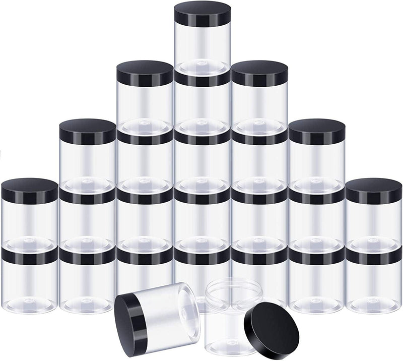 24 Pieces Empty Clear Plastic Jars with Lids round Storage Containers Wide-Mouth for Beauty Product Cosmetic Cream Lotion Liquid Slime Butter Craft and Food (Black Lid, 2 Oz) Home & Garden > Decor > Decorative Jars SATINIOR 1 8 OZ 