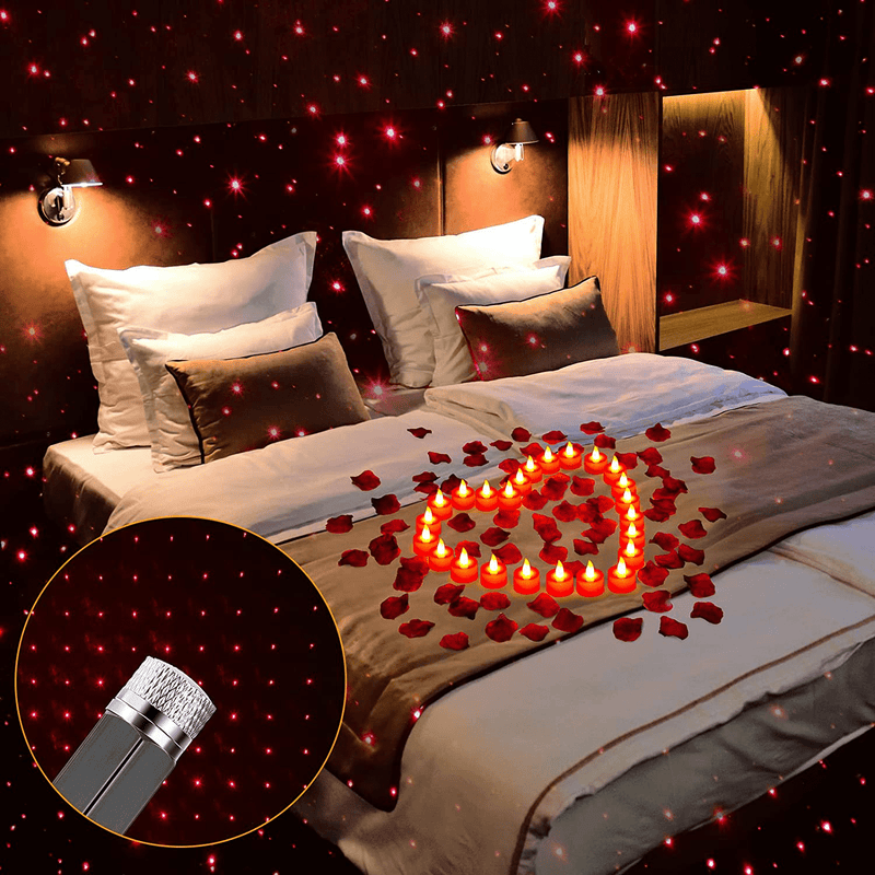 24 Pieces LED Romantic Candles and USB Night Light Star Roof Lights for Car Interior and 3000 Pieces Artificial Rose Petals Flamesless Candles for Wedding Valentine'S Day Decor (Red Candle Lights) Home & Garden > Decor > Seasonal & Holiday Decorations Riakrum Red Candle Lights  