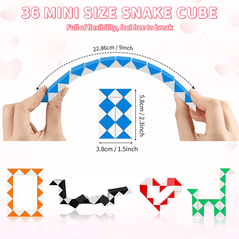 24 Pieces Valentines Day Gifts Cards School Valentines Gifts Valentines Day Exchange Gift Cards and 24 Pieces Fidget Snake Cube Snake Fidget Twist Puzzle Toy for School Classroom Prize Party Favor