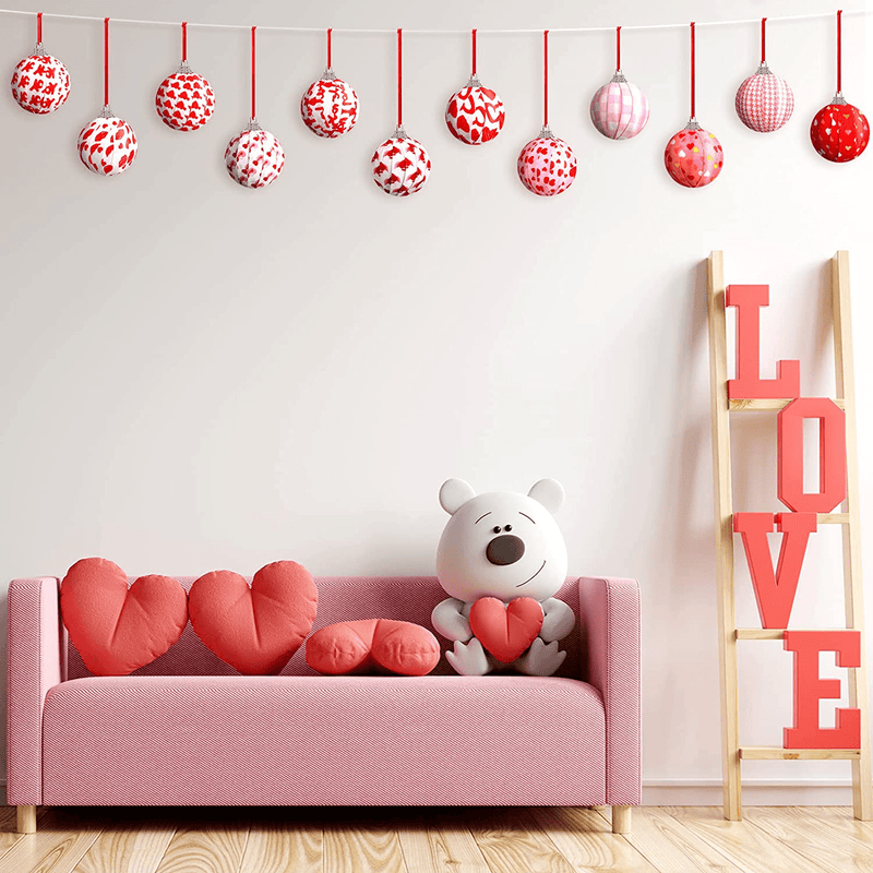 24 Pieces Valentines Hanging Ball Ornaments Buffalo Check Love Heart Fabric Ball Decorative Hanging Ball Supplies with 12 Styles for Valentine'S Day Wedding Decorations Home & Garden > Decor > Seasonal & Holiday Decorations Zhanmai   