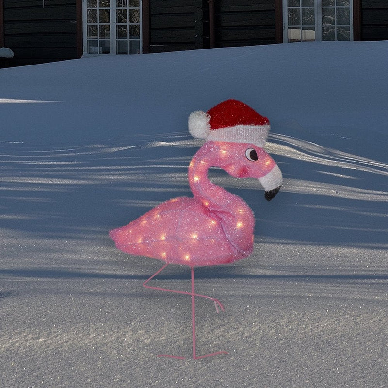 24" Pink Flamingo in Santa Hat Outdoor Christmas Decoration Home & Garden > Decor > Seasonal & Holiday Decorations& Garden > Decor > Seasonal & Holiday Decorations Northlight   