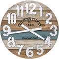 24" Wooden Multi-Color Maritime Coastal Beach Large Number Wall Clock (Blue, 24 inch) Home & Garden > Decor > Clocks > Wall Clocks Oldtown Clocks Blue 18 inch 