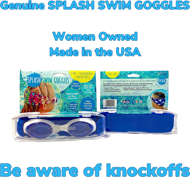 SPLASH SWIM GOGGLES - Dimension - Fun, Fashionable, Comfortable - Fits Kids and Adults - Won'T Pull Your Hair - Easy to Use - High Visibility Anti-Fog Lenses - ORIGINAL PATENT PENDING DESIGN Sporting Goods > Outdoor Recreation > Boating & Water Sports > Swimming > Swim Goggles & Masks Splash Swim Goggles   