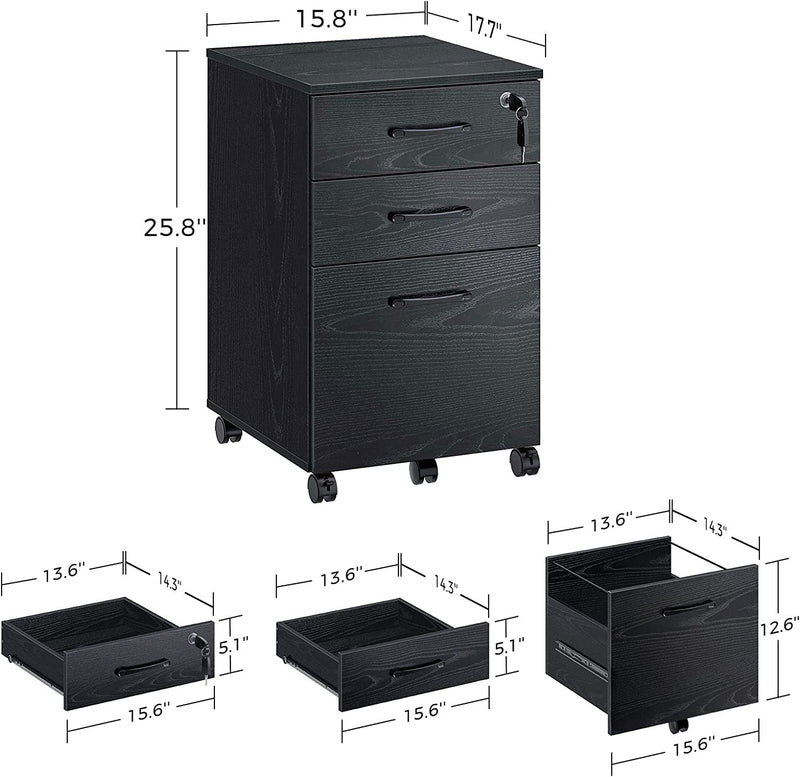 Rolanstar File Cabinet 3 Drawer with 1 Lock, Rolling Mobile Filing Cabinet, under Desk Vertical File Cabinet with Wheels for Letter Sized Documents, Hanging File Folders,Home Office Home & Garden > Household Supplies > Storage & Organization Rolanstar   