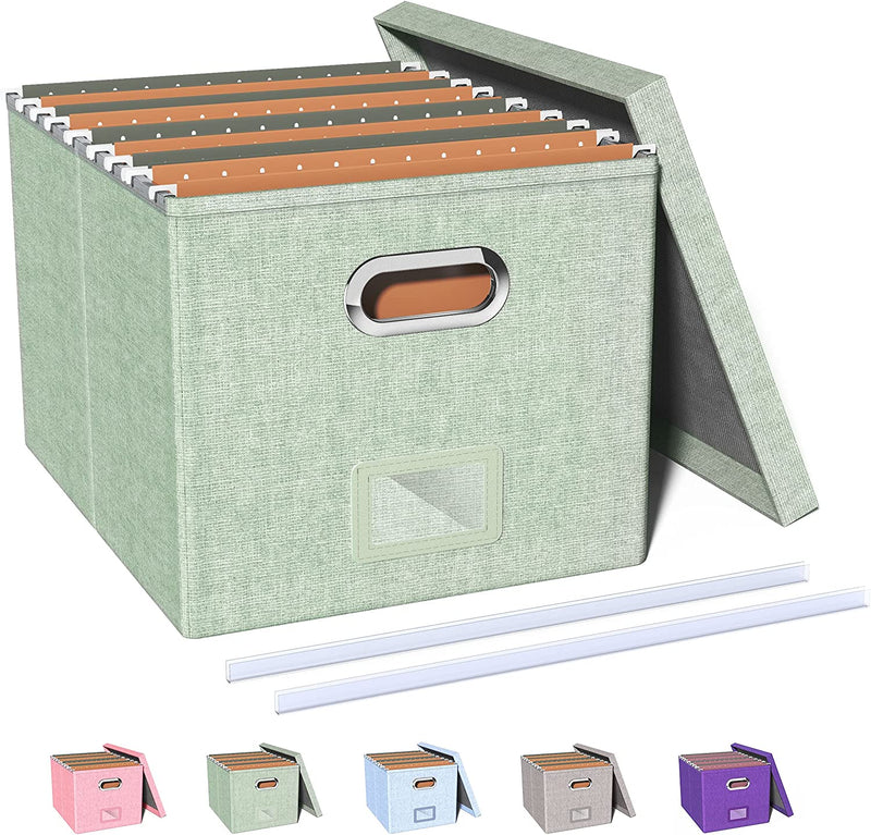 Oterri File Storage Organizer Box,Filing Box,Portable File Box with Lid,Fit for Letter/Legal File Folder Storage, Easy Slide Durable Hanging File Box for Office/Decor/Home,1 Pack,Gray-Box Only Home & Garden > Household Supplies > Storage & Organization Oterri Green 1 pack 