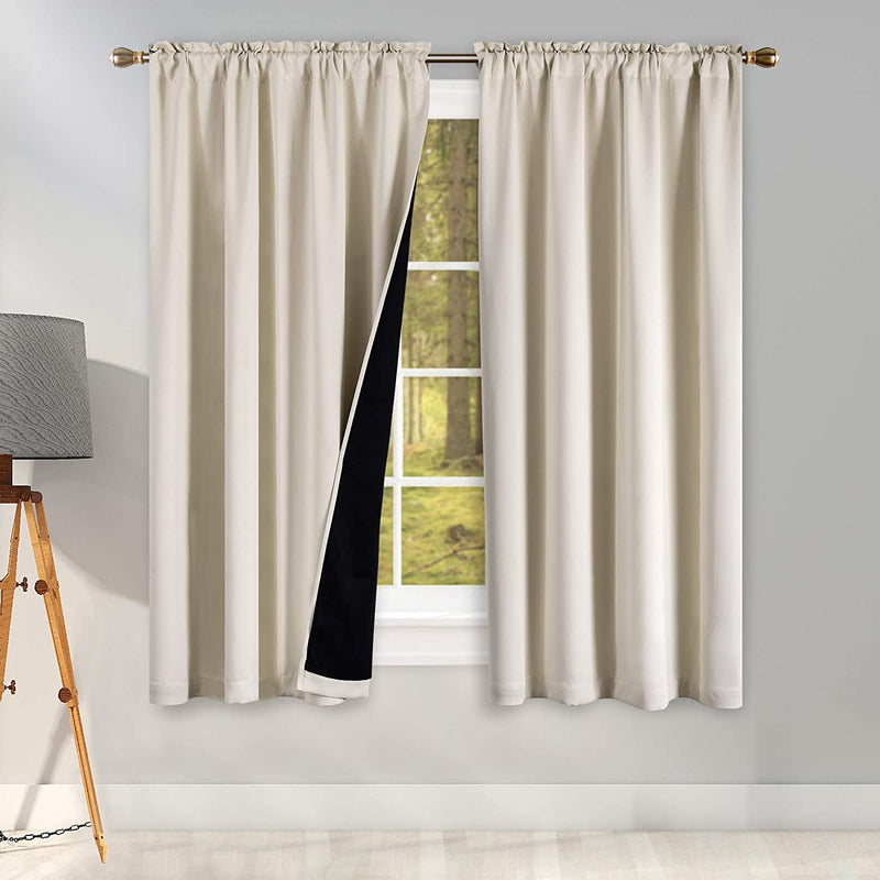 Coral 100PCT Blackout Curtains Bedroom Drapes - Totally Darkness Panels Thermal Insulated Lined Rod Pocket Curtains for Kids Room( 2 Panels 42 by 45 Inch) Home & Garden > Decor > Window Treatments > Curtains & Drapes KEQIAOSUOCAI Cream Beige W42" X L63" 