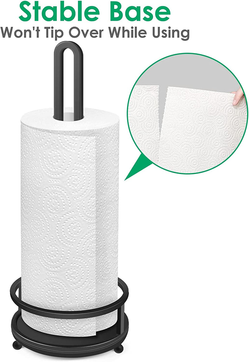 Tomcare Toilet Paper Holder Stand Tissue Roll Holder with Weighted Base Heavy Duty Standing Toilet Paper Storage for Bathroom Sturdy Metal Paper Towel Holder Stand for Countertop Kitchen Black Home & Garden > Household Supplies > Storage & Organization TomCare   
