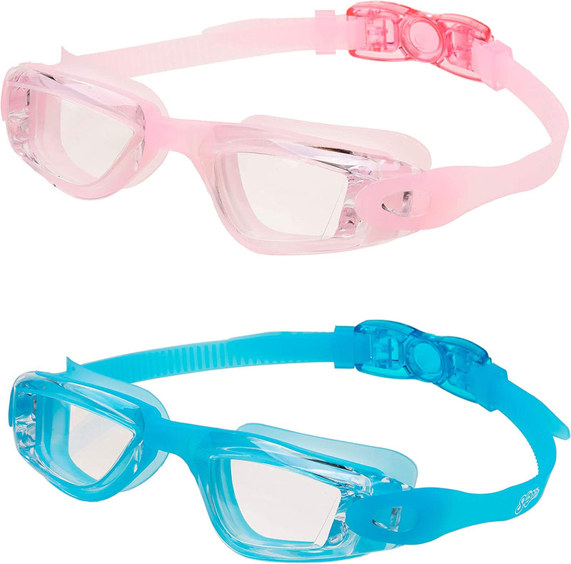 SLOOSH Kids Swim Goggles (2 Pack), Swimming Goggles No Leaking Wide View Anti-Fog Anti-Uv for Boys & Girls Teens Sporting Goods > Outdoor Recreation > Boating & Water Sports > Swimming > Swim Goggles & Masks Sloosh   