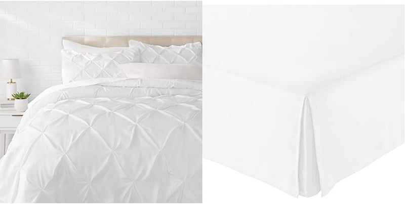 Pinch Pleat All-Season Down-Alternative Comforter Bedding Set - Twin / Twin XL, Burgundy Home & Garden > Linens & Bedding > Bedding KOL DEALS Bright White Bedding Set + Pleated Bed Skirt Full/Queen
