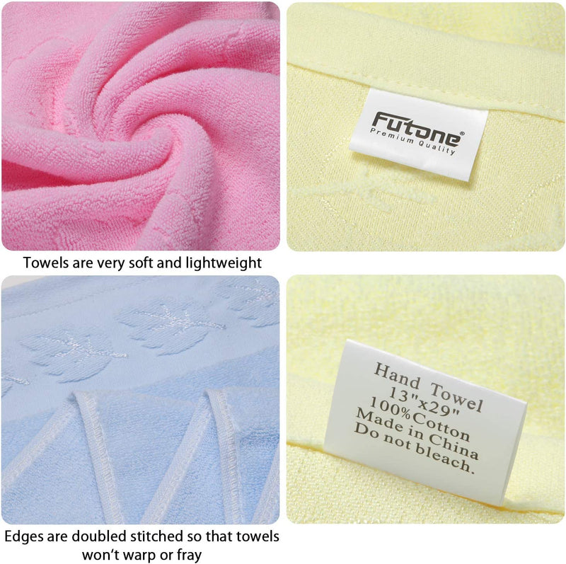 Futone Cotton Hand Towels Set,Face Towels Bath Towel Washcloths Gym Towels for Bathroom Men Women, 100% Cotton, 13" X 29" (6 PCS - Pink Yellow Blue) Home & Garden > Linens & Bedding > Towels Futone   