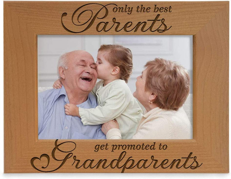 KATE POSH - Only the Best Parents Get Promoted to Grandparents Picture Frame - Engraved Natural Wood Photo Frame - Grandma Gifts, Grandpa Gifts, for Grandparents (4X6-Horizontal) Home & Garden > Decor > Picture Frames KATE POSH 4x6-Horizontal  