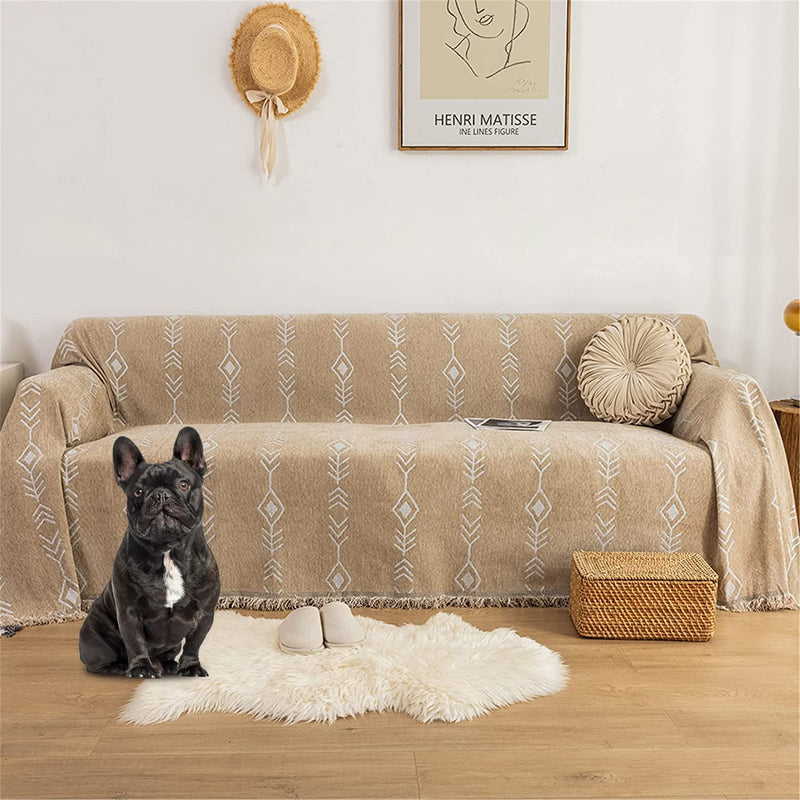 ROOMLIFE Smog Blue Sofa Covers Soft Chenille Sofa Slipcover Sectional Couch Covers for 3 Cushion Couch,Recliner Chair-Comfy Couch Cover for Dogs Universal Sofa Cover Furniture Protector, 71"X134" Home & Garden > Decor > Chair & Sofa Cushions ROOMLIFE Patternt7 X-Large 