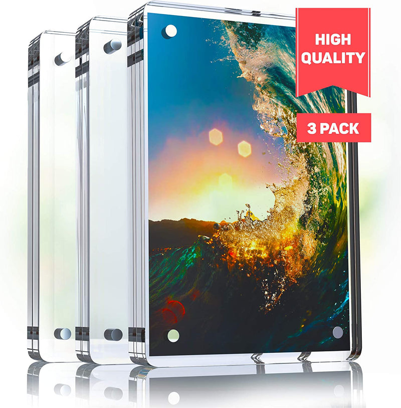 Magnetic Acrylic Picture Frames with Rounded Corners 4.25X6.25” - Perfect Frameless Picture Frame - Double Sided Picture Frame - Magnetic Acrylic Frame - Clear Acrylic Block Frame DESKTOP 2Pc.Set Home & Garden > Decor > Picture Frames GO BEYOND HUB 3 4Wx6L 