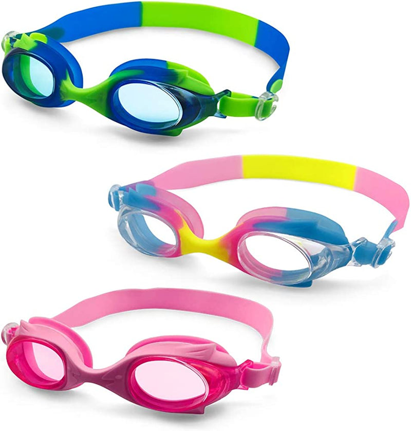 SUMMER SALE !!! Kids Swim Goggles Pack of 3,For Baby Children,Infant,Toddlers,Boys Girls from 2 to 5 Years Old Sporting Goods > Outdoor Recreation > Boating & Water Sports > Swimming > Swim Goggles & Masks motoeye Green+red  
