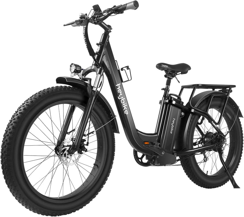 Heybike Explore Electric Bike for Adults 48V 20AH Removable Massive Battery, 750W Brushless Motor, 26" X 4.0 Fat Tire Step-Thru Ebike up to 28MPH, Shimano 7-Speed, UL Certified Sporting Goods > Outdoor Recreation > Cycling > Bicycles Jasion Standard  
