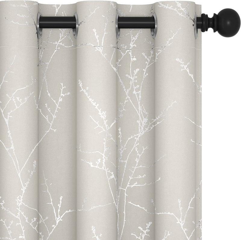 Deconovo Thermal Blackout Curtains for Bedroom and Living Room, 84 Inches Long, Light Blocking Drapes, 2 Panels with Tree Branches Design - 52W X 84L Inch, Beige, Set of 2 Panels Home & Garden > Decor > Window Treatments > Curtains & Drapes Deconovo Beige 42W x 84L Inch 