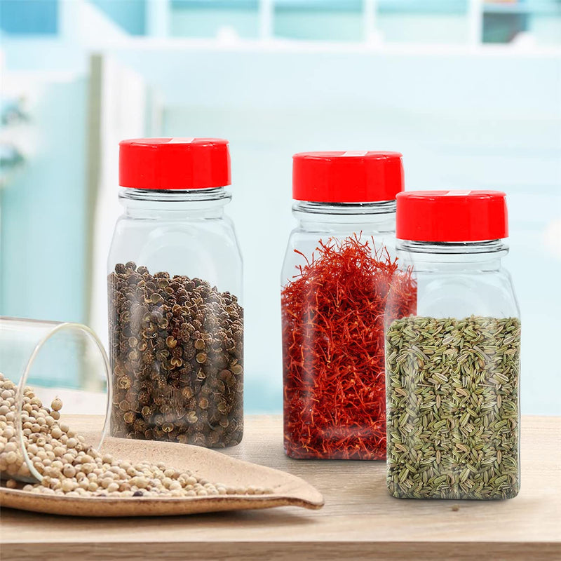 Royalhouse - 12 PACK - 9.5 Oz with Red Cap - Plastic Jars Bottles Containers - Perfect for Storing Spice, Herbs and Powders - Lined Cap - Safe Plastic - PET - BPA Free - Made in the USA Home & Garden > Decor > Decorative Jars RoyalHouse   