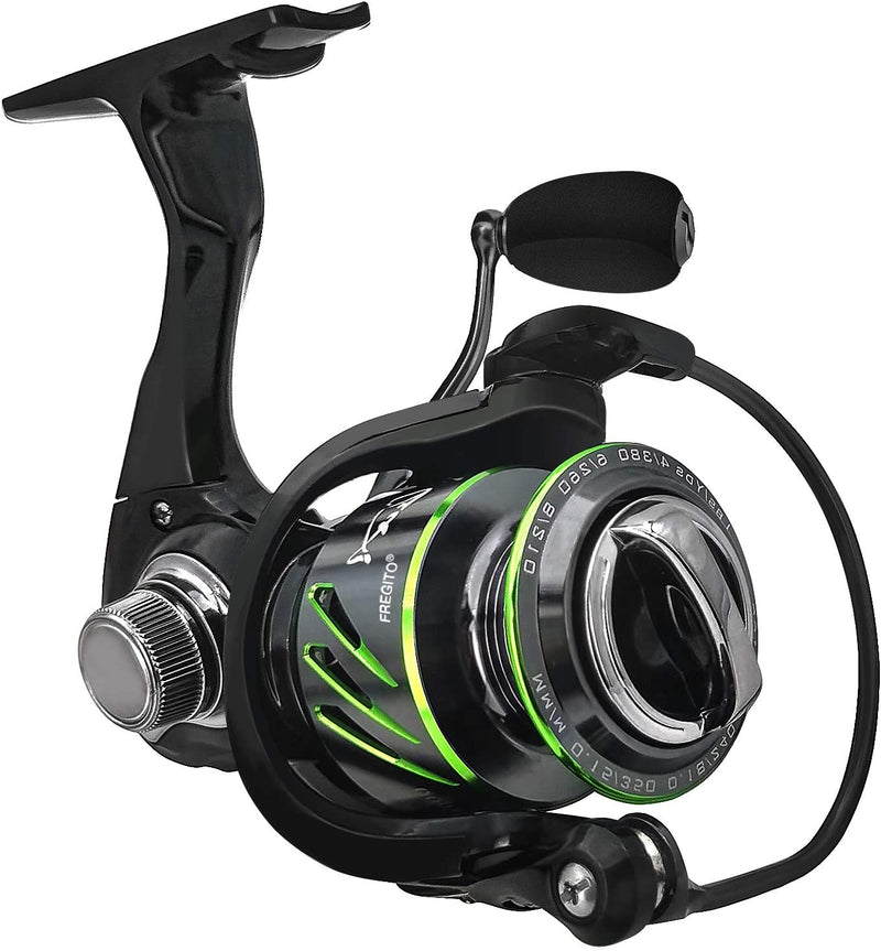 FREGITO Fishing Reel for Saltwater or Freshwater, Smooth Release Spinning Reel with 5.2:1 Gear Ratio and 9+1 Ball Bearings, 7.5 Oz Carbon Brake Light Weight Sporting Goods > Outdoor Recreation > Fishing > Fishing Reels FREGITO   