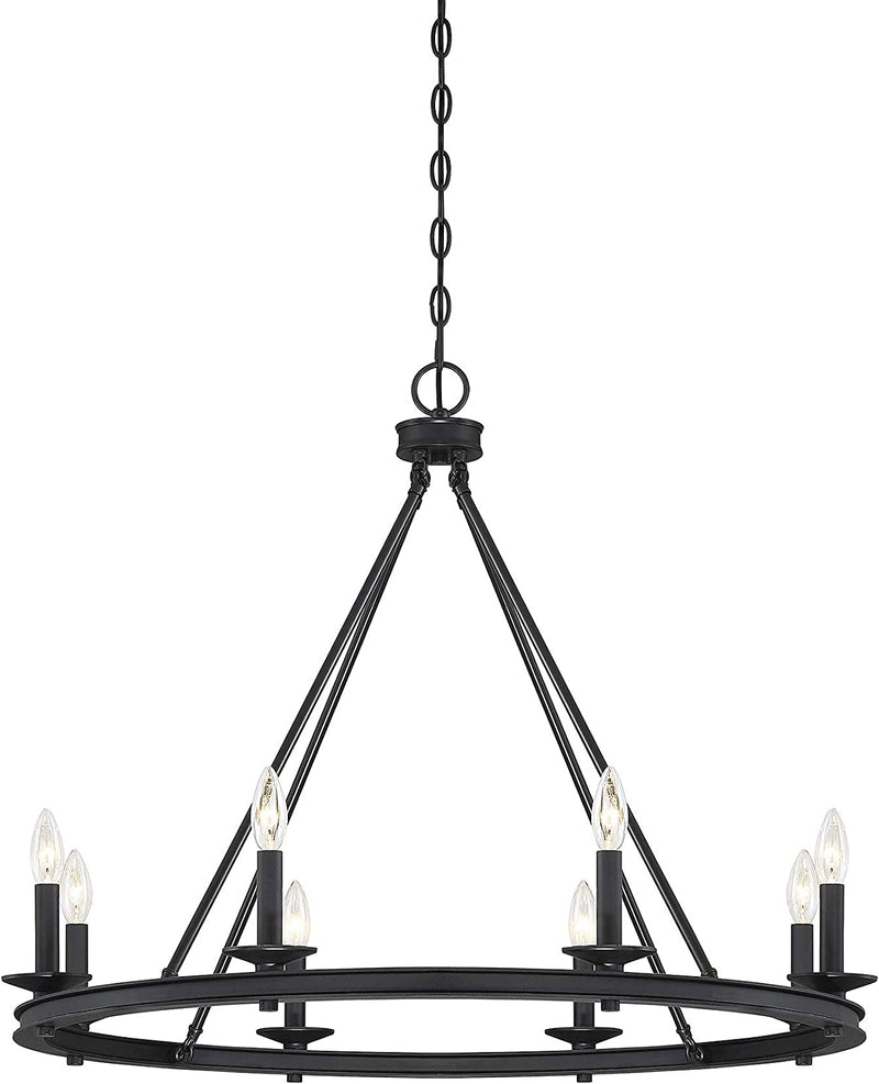 Modern Farmhouse Chandeliers Wagon Wheel, Industrial 8 Lights Iron Lighting Candle Style 33", Rustic Hanging Ceiling Light Fixture in Oil Rubbed Bronze Dining Room Kitchen Bedroom Living Room Foyer Home & Garden > Lighting > Lighting Fixtures > Chandeliers Trade Winds Lighting Classic Bronze  