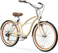 Sixthreezero Women'S Beach Cruiser Bicycle, 26" Wheels/17 Frame, 1-Sp, 3-Sp, 7-Sp, and 21-Sp Sporting Goods > Outdoor Recreation > Cycling > Bicycles Sixthreezero Enterprises, L.L.C. Cream w/ Brown Seat/Grips 26" / 7-speed 
