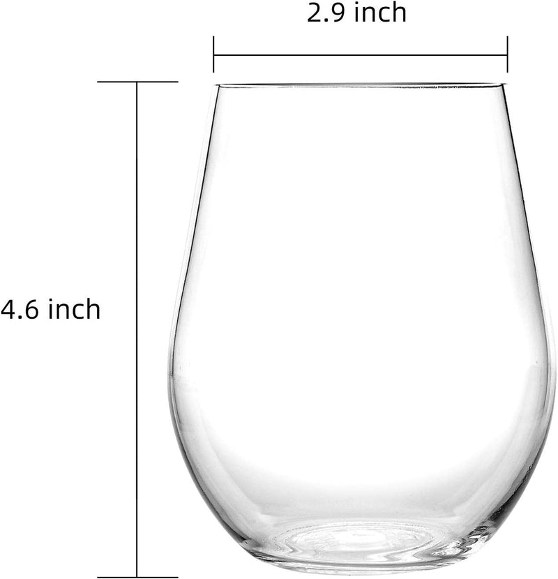 Stemless Unbreakable 20Ounce Crystal Clear Acrylic Plastic Wine Glasses, Sets 6 - Dishwasher Safe, BPA Free