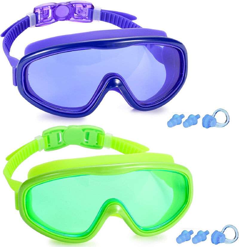 Kabuda 2 Pack Swim Goggles, Swimming Glasses for Adult Men Women Youth, anti Fog UV400 Sporting Goods > Outdoor Recreation > Boating & Water Sports > Swimming > Swim Goggles & Masks KABUDA Green & Royal Blue  