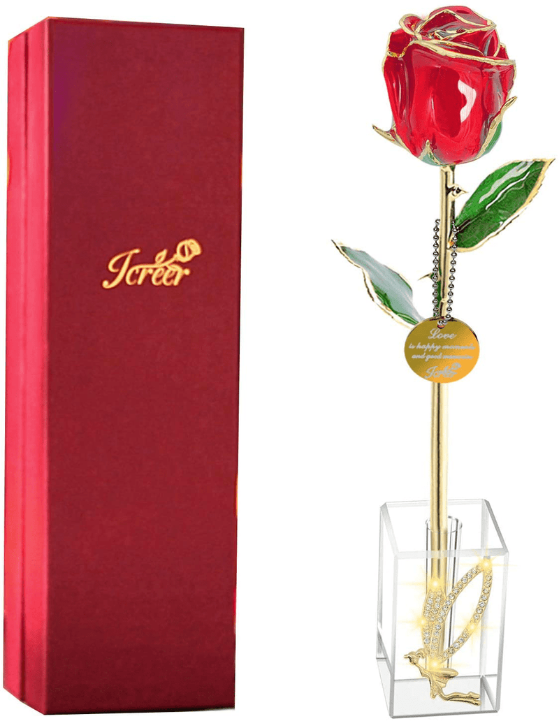 24K Gold Rose Valentines Day Gifts for Her,Gifts for Women,Gifts for Mom on Valentine'S Day Birthday Anniversary Mothers Day Christmas Xmas (Crystal Angel Stand) Home & Garden > Decor > Seasonal & Holiday Decorations Icreer   