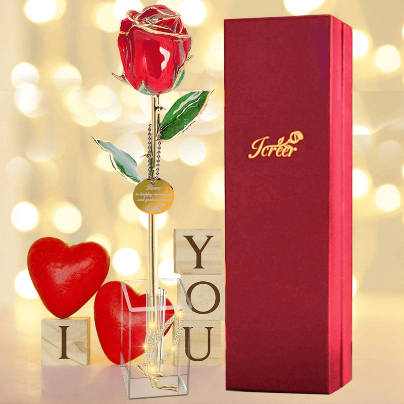 24K Gold Rose Valentines Day Gifts for Her,Gifts for Women,Gifts for Mom on Valentine'S Day Birthday Anniversary Mothers Day Christmas Xmas (Crystal Angel Stand) Home & Garden > Decor > Seasonal & Holiday Decorations Icreer   