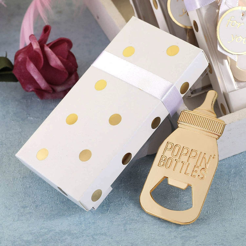 24Packs Golden Baby Bottle Openers for Baby Shower Favors Gifts, Decorations Souvenirs, Poppin Bottles Openers with Exquisite Gifts Box Used for Guests Gender Reveal Party Favors (White, 24) Home & Garden > Kitchen & Dining > Barware Wxzumg   