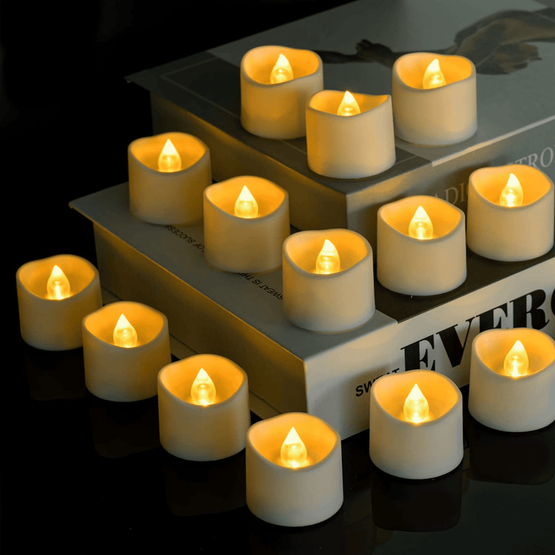 24pcs Amber Yellow LED Tealight Candles, Over 150 Hours of Light-time, Battery Operated Realistic Tea Lights, Flickering Bright Tealights, Ideal for Seasonal & Festival Celebration Home & Garden > Decor > Home Fragrances > Candles Beichi 4-24pcs Amber Yellow  