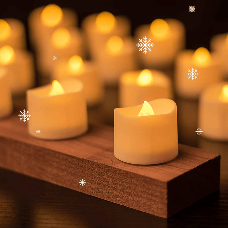 24pcs Amber Yellow LED Tealight Candles, Over 150 Hours of Light-time, Battery Operated Realistic Tea Lights, Flickering Bright Tealights, Ideal for Seasonal & Festival Celebration Home & Garden > Decor > Home Fragrances > Candles Beichi 2-50pcs Warm Yellow  