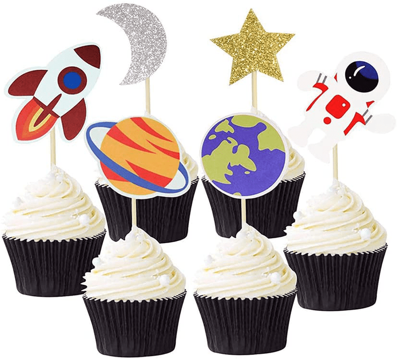 24PCS Outer Space Cupcake Toppers Planet Astronaut Earth Cupcake Picks Space Theme Kids Baby Shower Party Decorations Supliess Home & Garden > Decor > Seasonal & Holiday Decorations& Garden > Decor > Seasonal & Holiday Decorations Suntop Crafts   