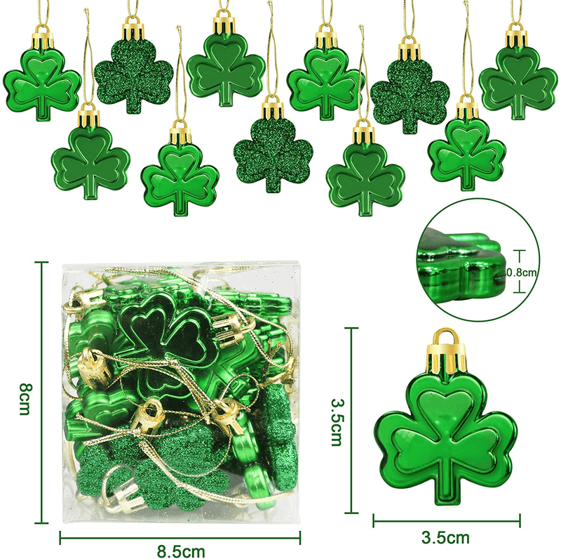 24Pcs St Patrick'S Day Shamrocks Ornaments - St. Patrick'S Day Decorations - Shamrocks Clover Baubles Ornaments for Home Tree - Irish Lucky Day Party Hanging Decorations Arts & Entertainment > Party & Celebration > Party Supplies Partyprops   
