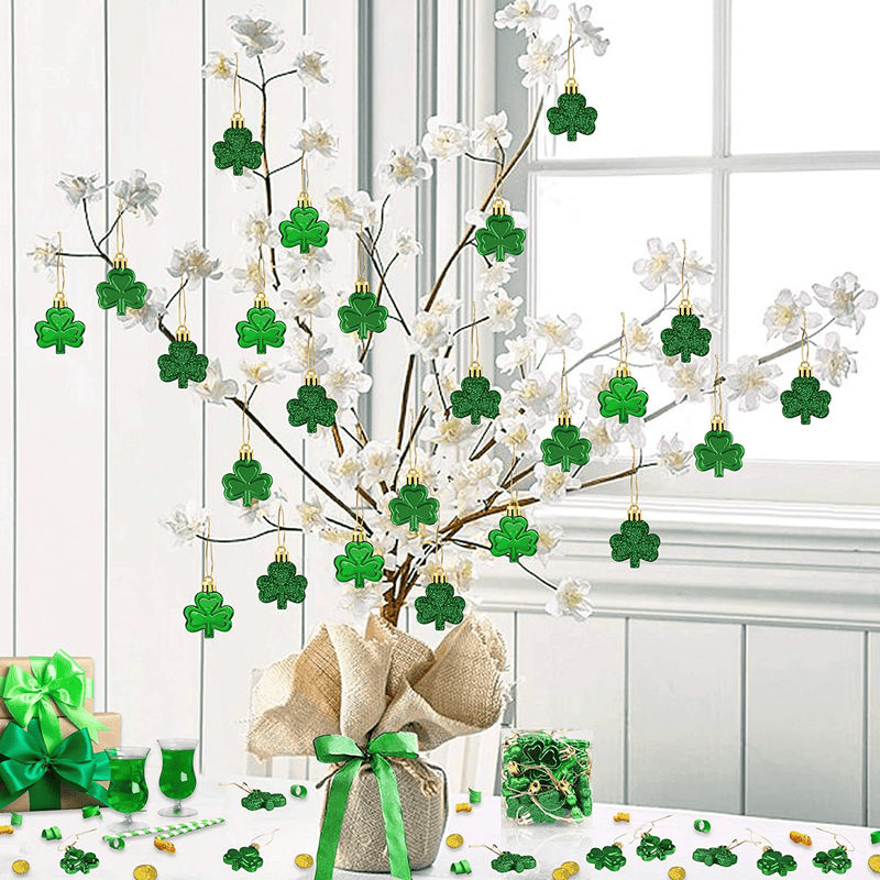 24Pcs St Patrick'S Day Shamrocks Ornaments - St. Patrick'S Day Decorations - Shamrocks Clover Baubles Ornaments for Home Tree - Irish Lucky Day Party Hanging Decorations Arts & Entertainment > Party & Celebration > Party Supplies Partyprops   