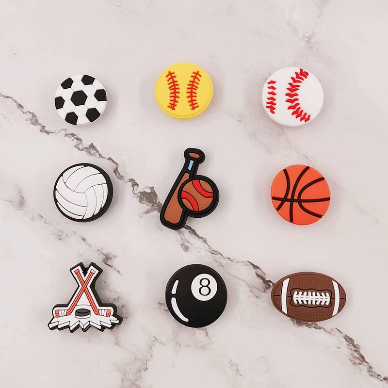 25 30 Pieces Sports Shoe Charms Fit for Croc Clogs Pins for Boys Girls Trendy Game Controller Basketball Soccer Softball Baseball Shoe Decorations Charms Accessories for Men Women Gifts