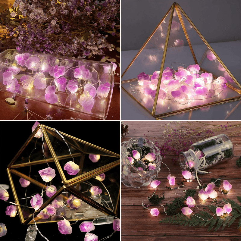 25 Amethyst String Lights Battery Operated Fairy Light with Remote & Timer, Waterproof Decorative LED Lights for Bedroom Meditation Christmas Decor Valentines Day Gifts Wedding Holiday Birthday Party Home & Garden > Decor > Seasonal & Holiday Decorations AKIT   