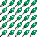 25 Pack Replacement C7 Light Bulbs for E12 Base Christmas String Lights, Classic Christmas Bulbs for Holiday Party Indoor Outdoor Garden Backyard Cafe Xmas Decoration, Red Home & Garden > Lighting > Light Ropes & Strings Brightown Green 25 Count (Pack of 1) 
